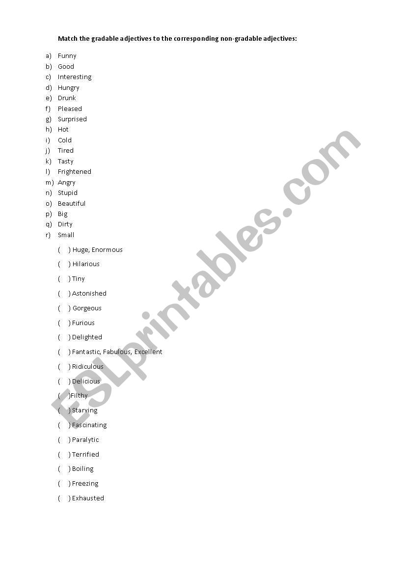 Matching gradable and non-gradable adjectives