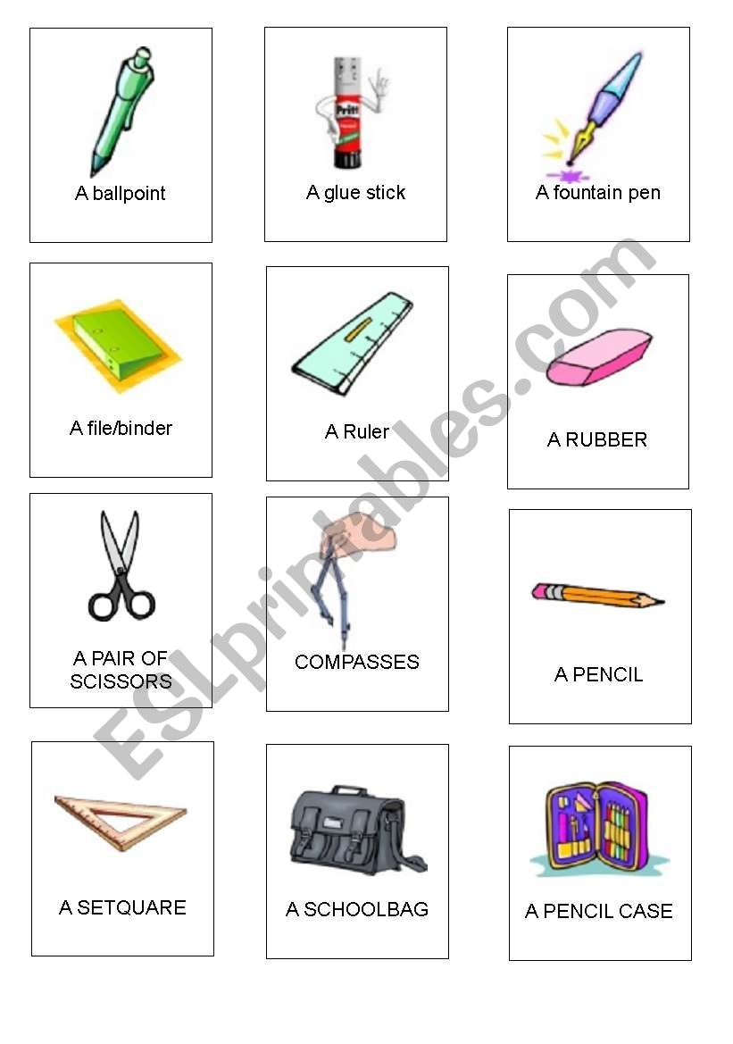 SCHOOL THINGS - CARDS (1) worksheet