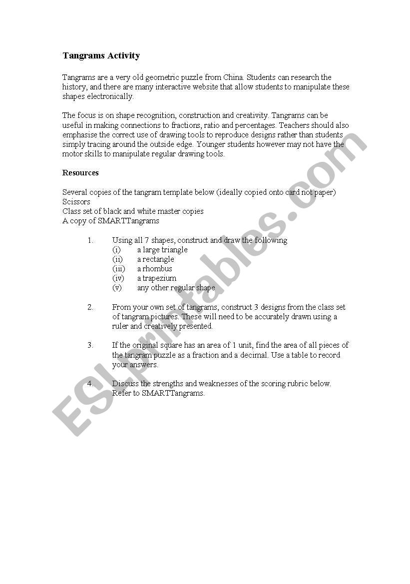 tangram worksheet