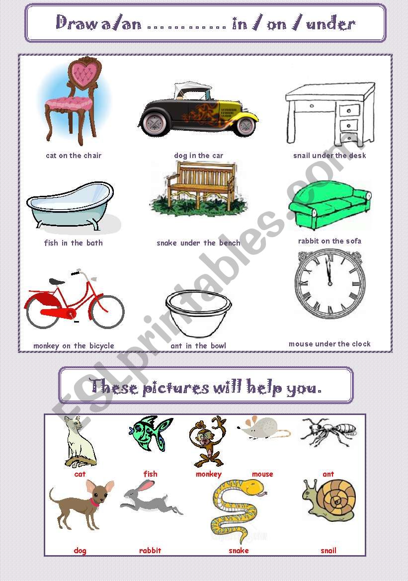 PLACE PREPOSITIONS worksheet