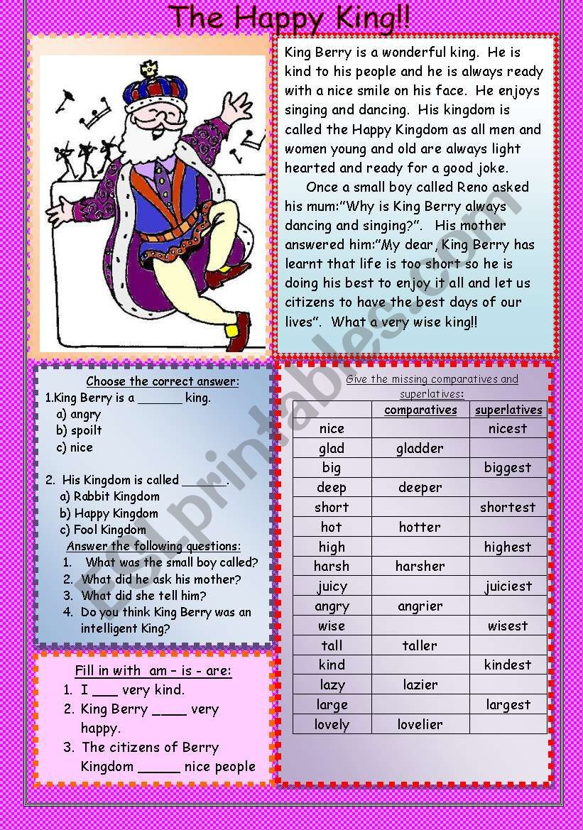 The Happy King! worksheet