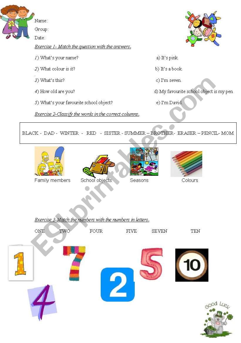 Family-numbers-seasons activities