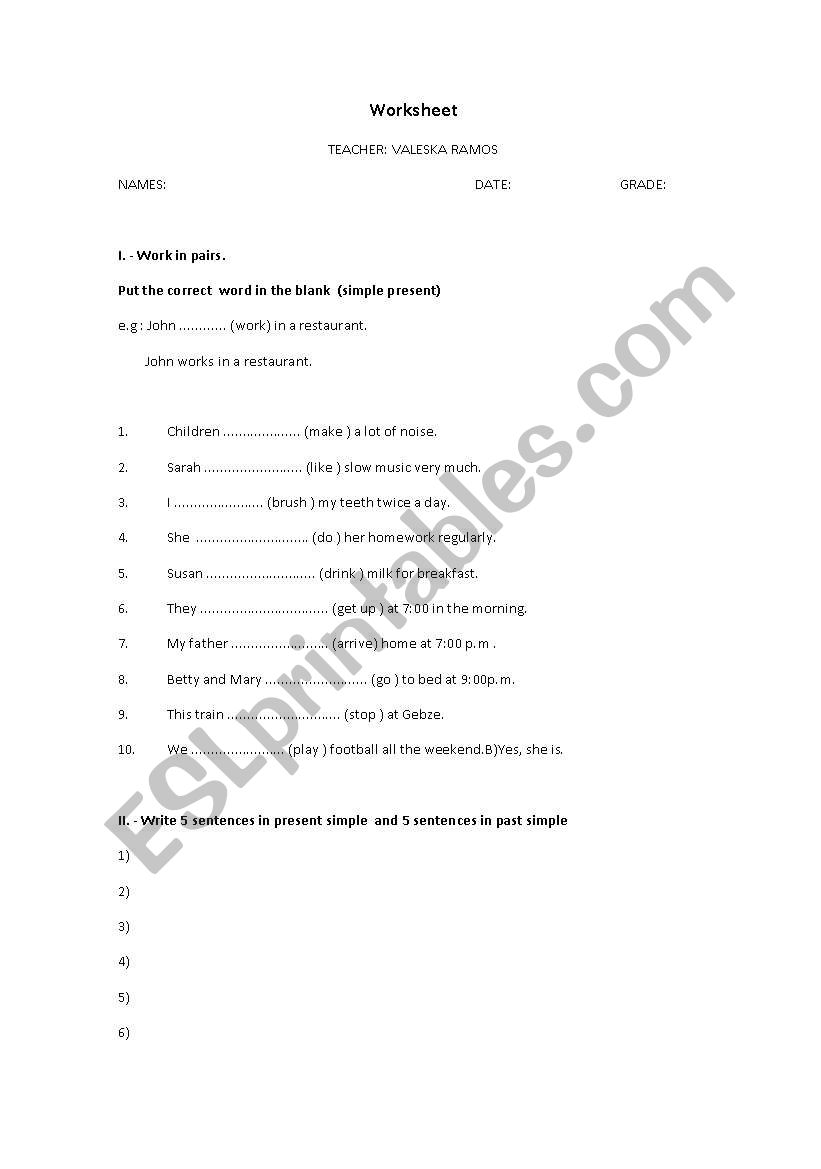 sports worksheet