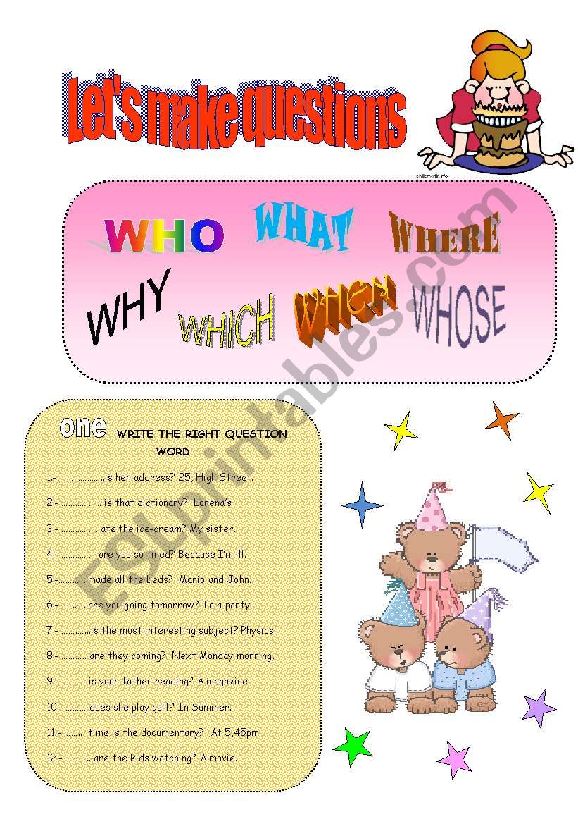LETÂ´S MAKE QUESTIONS worksheet