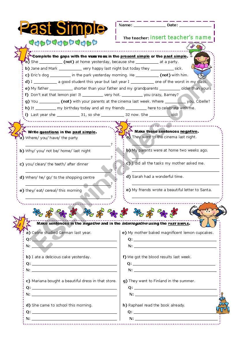 Past Simple (exercises) worksheet