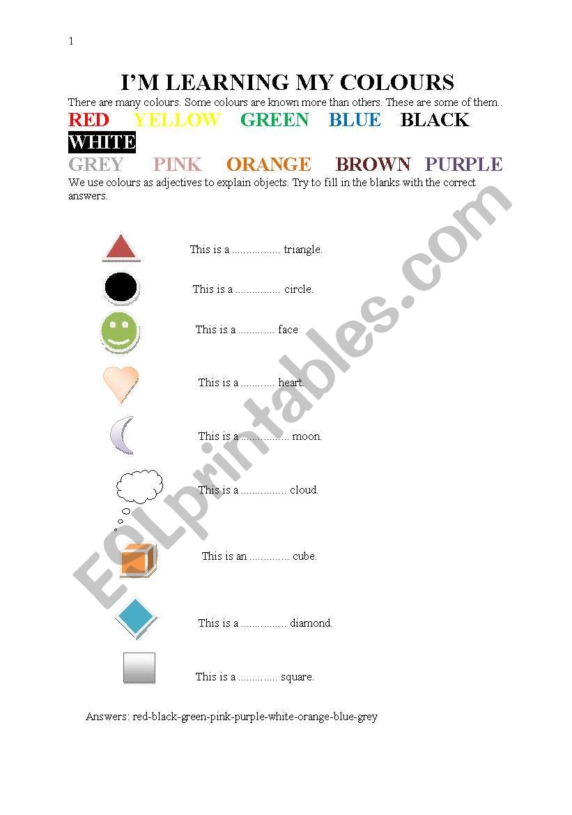 Im learning my colours worksheet