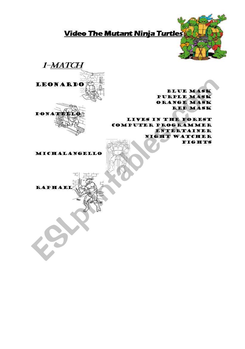 video ninja turtles  worksheet