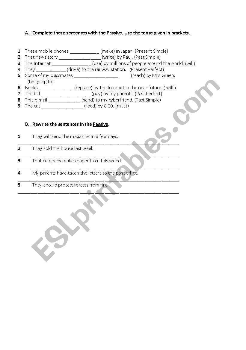 passive voice worksheet