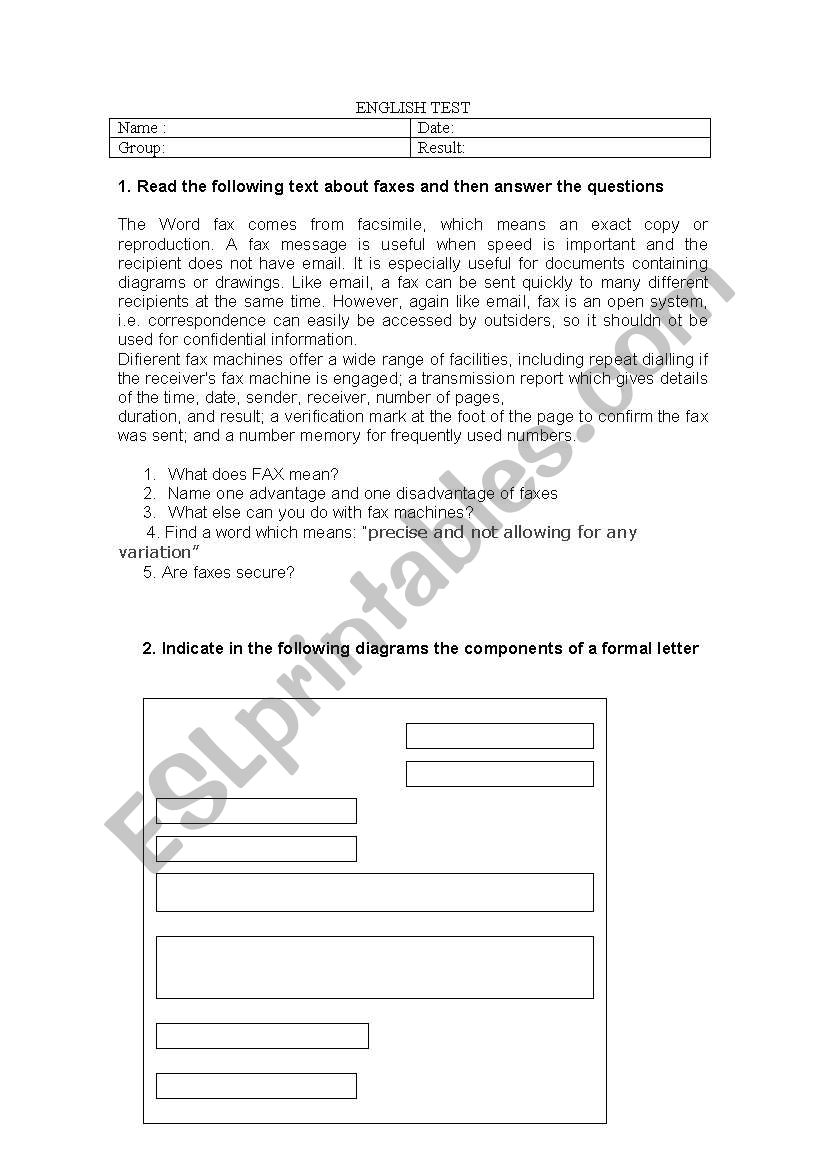 Englaish test administration business english