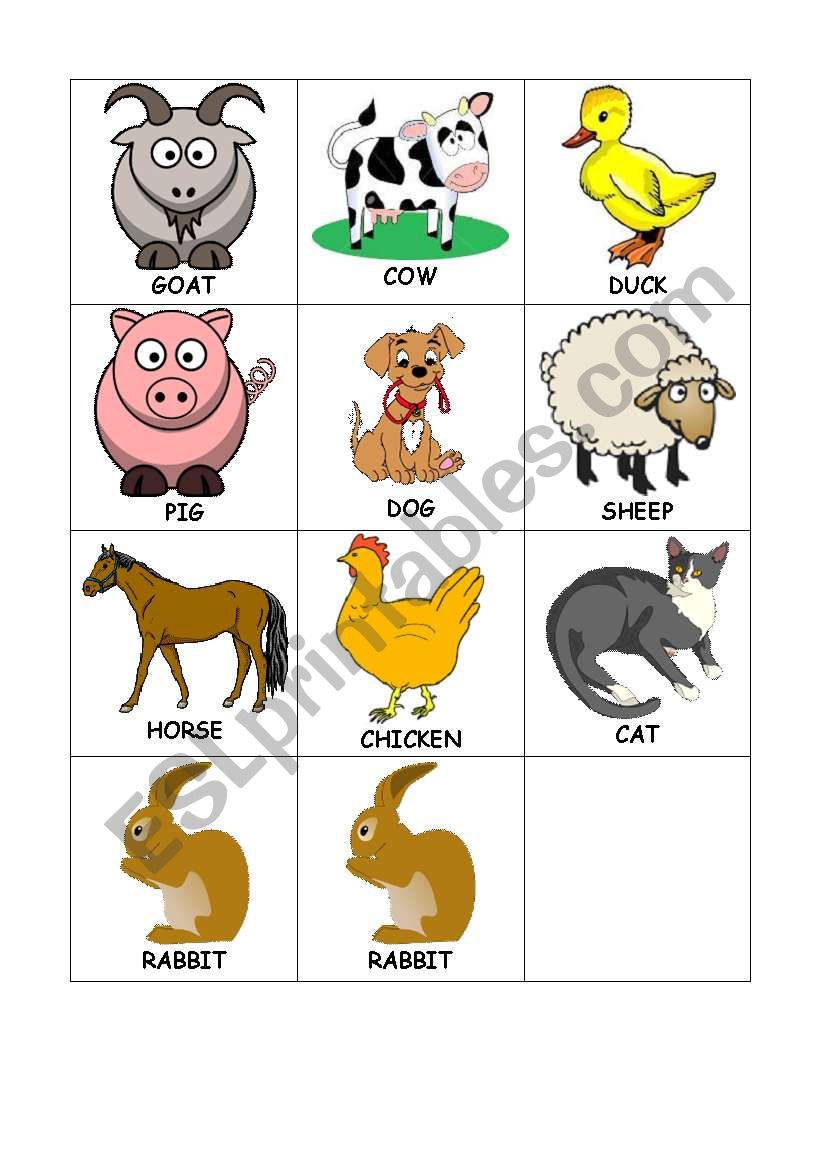 Animals Memory Game worksheet