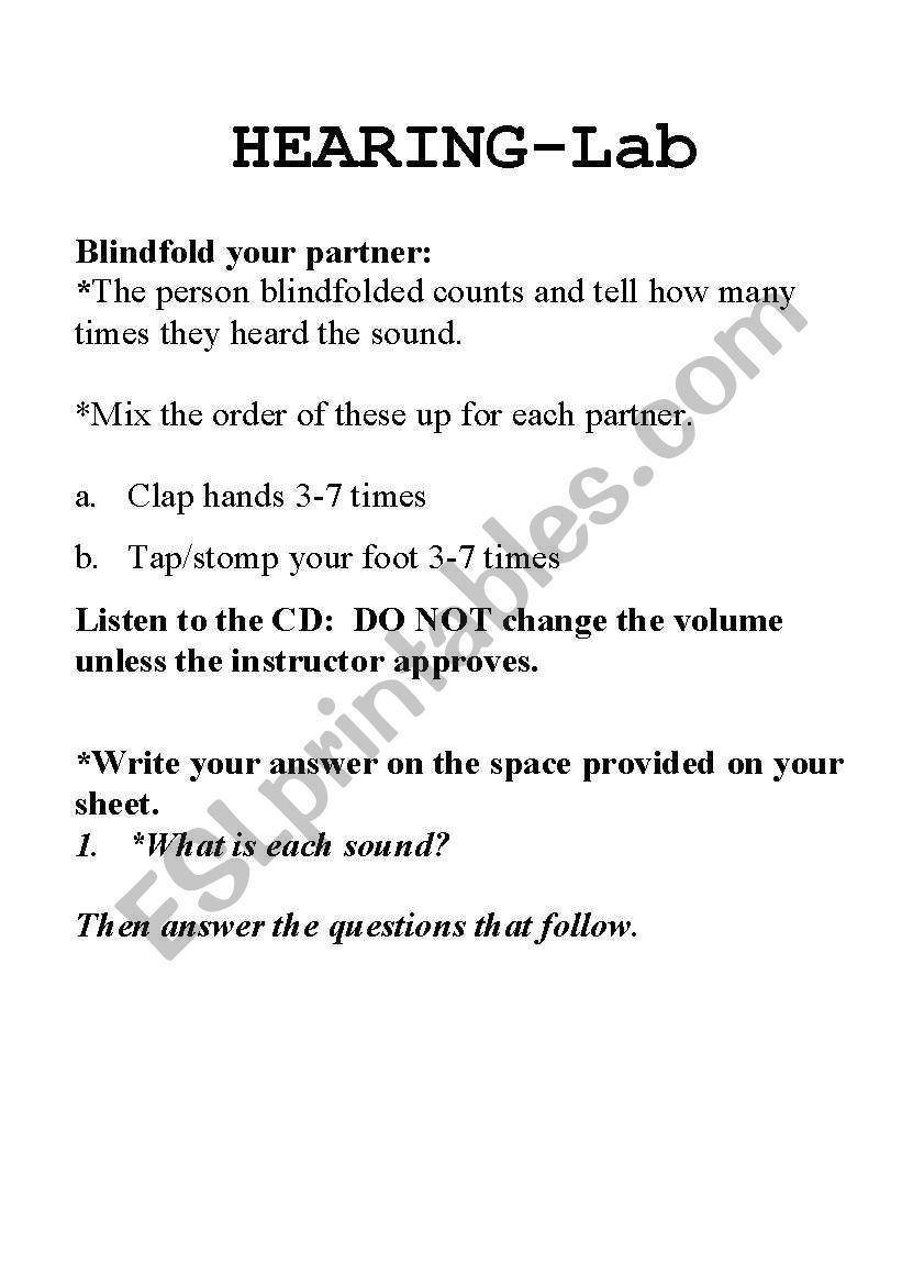 Sensation Perception Lab  worksheet