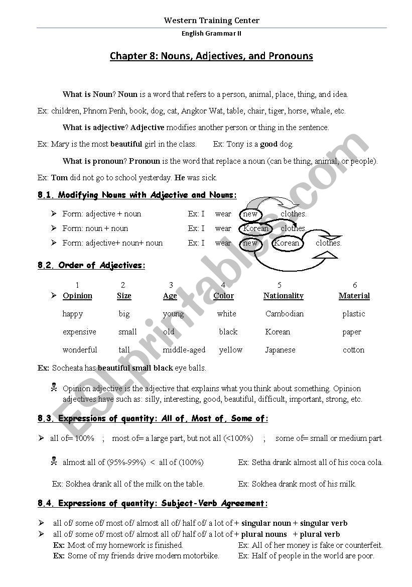 Grammar elementary 5 worksheet