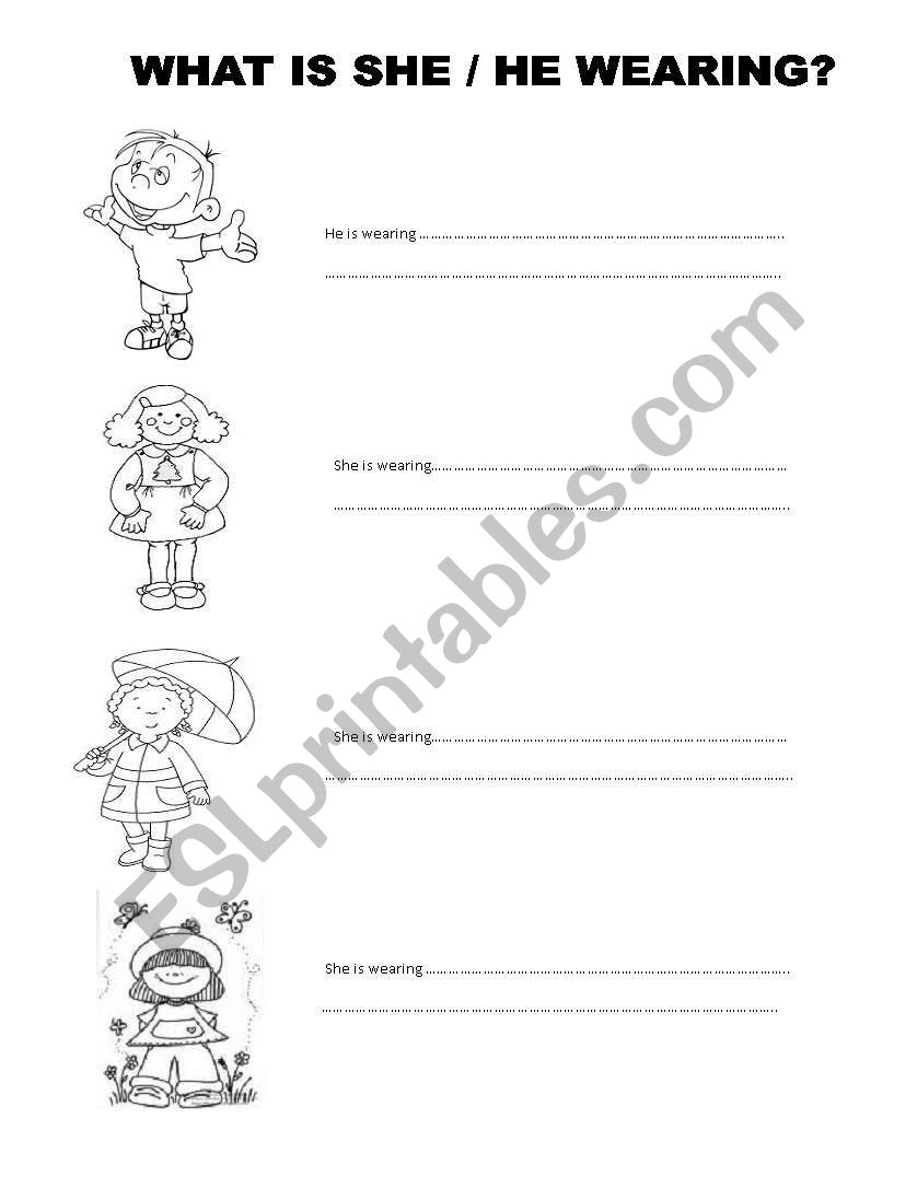 what is he / she wearing? worksheet