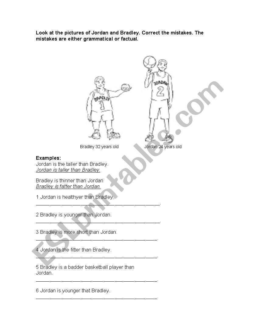 Comparatives and superlatives worksheet