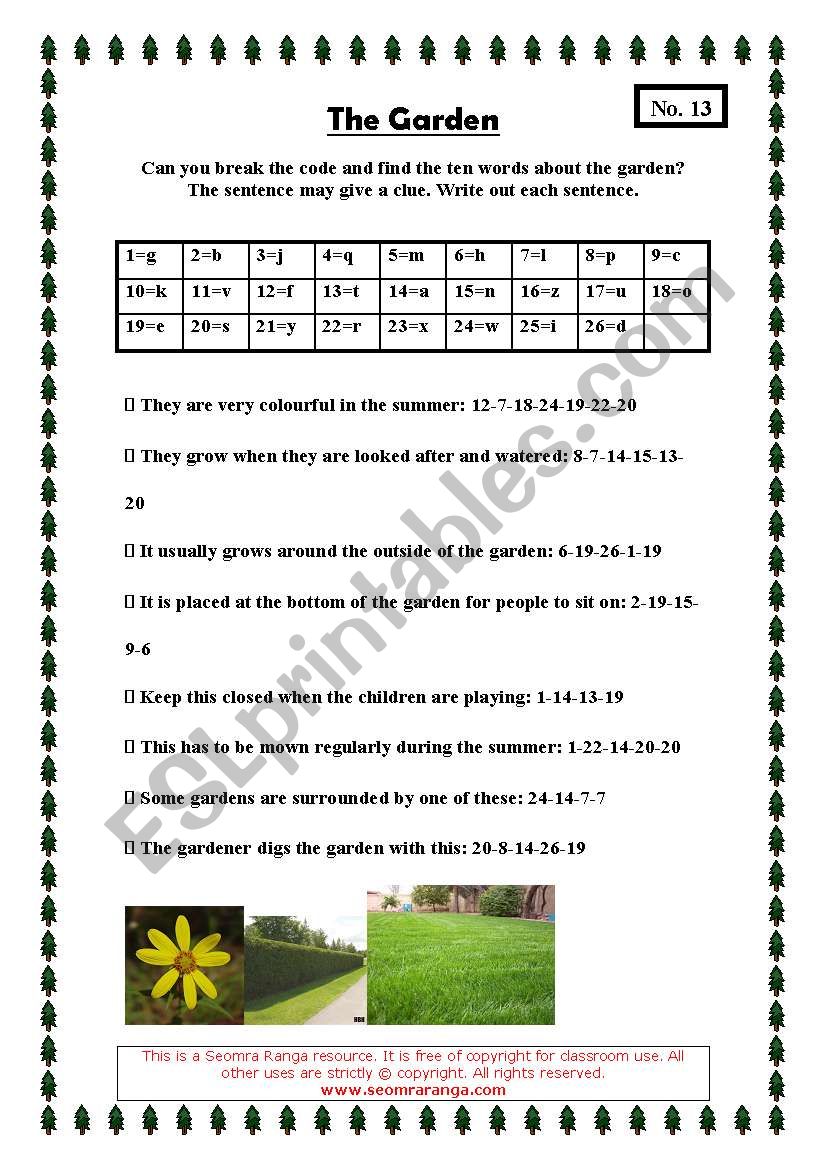 In The Garden! worksheet