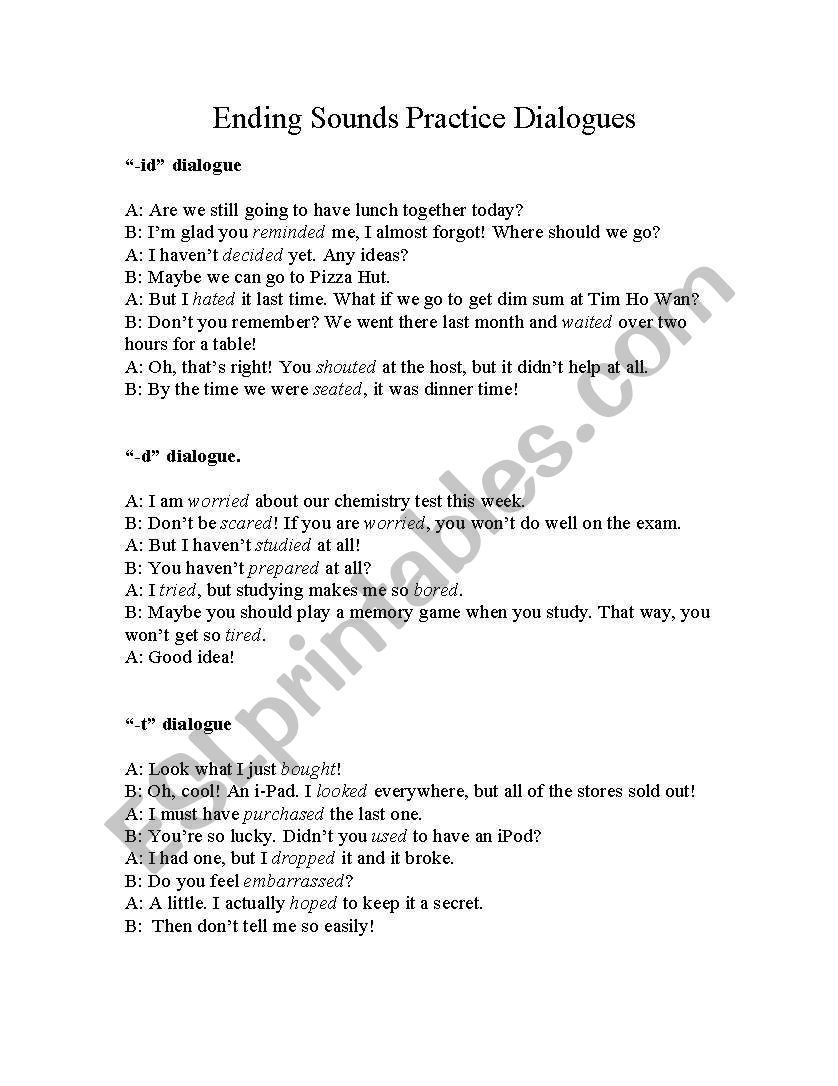 Simple Past Tense Practice Dialogue