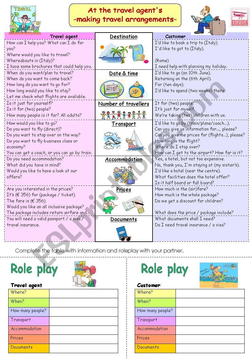 Travel arrangements - role play (B&W)