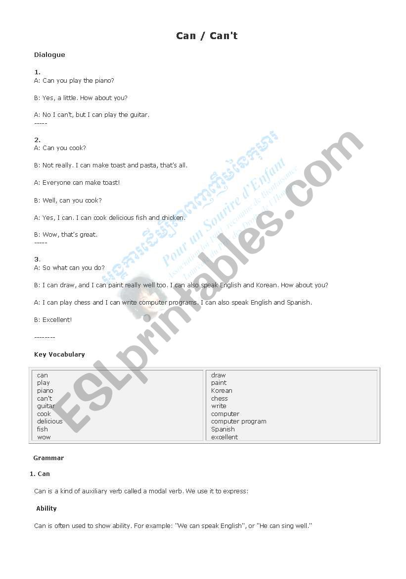 can and cant worksheet