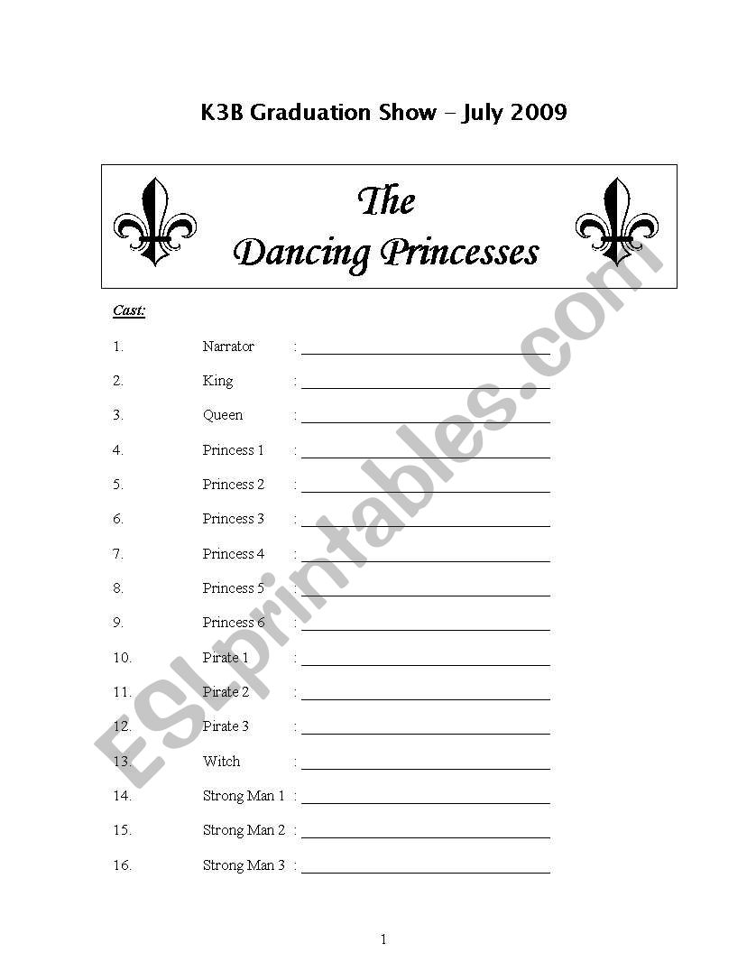 The Dancing Princesses worksheet