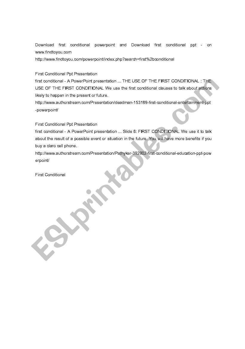 first conditional material worksheet