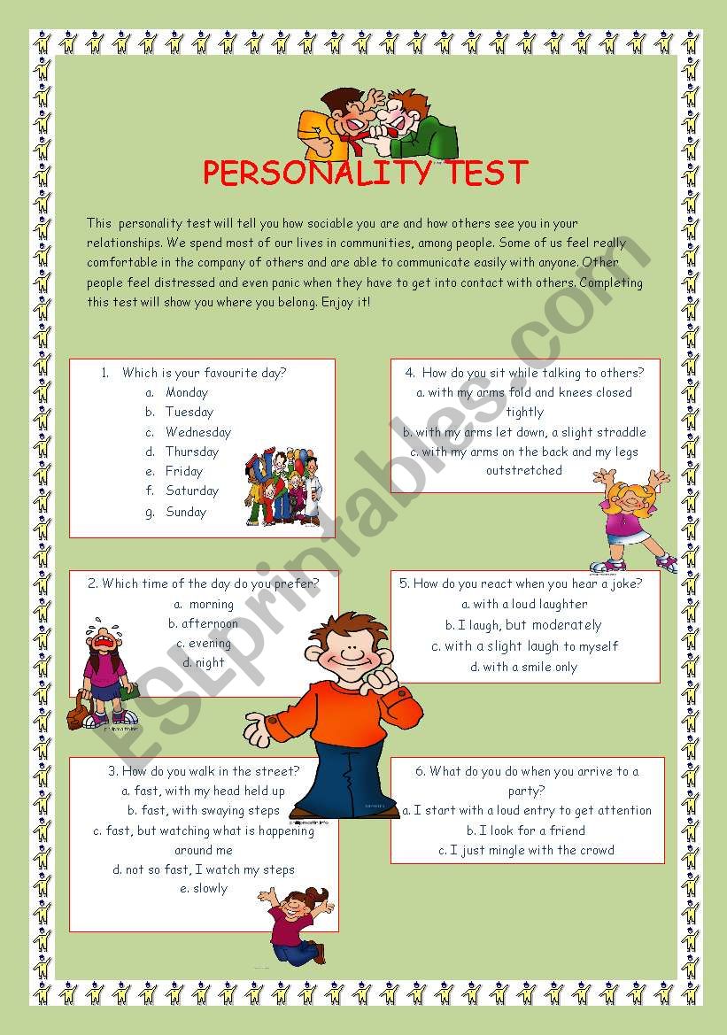 PERSONALITY TEST worksheet