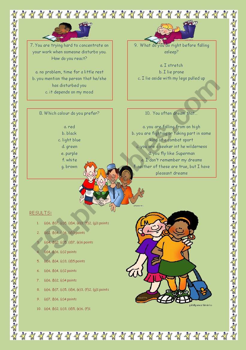 PERSONALITY TEST II. worksheet