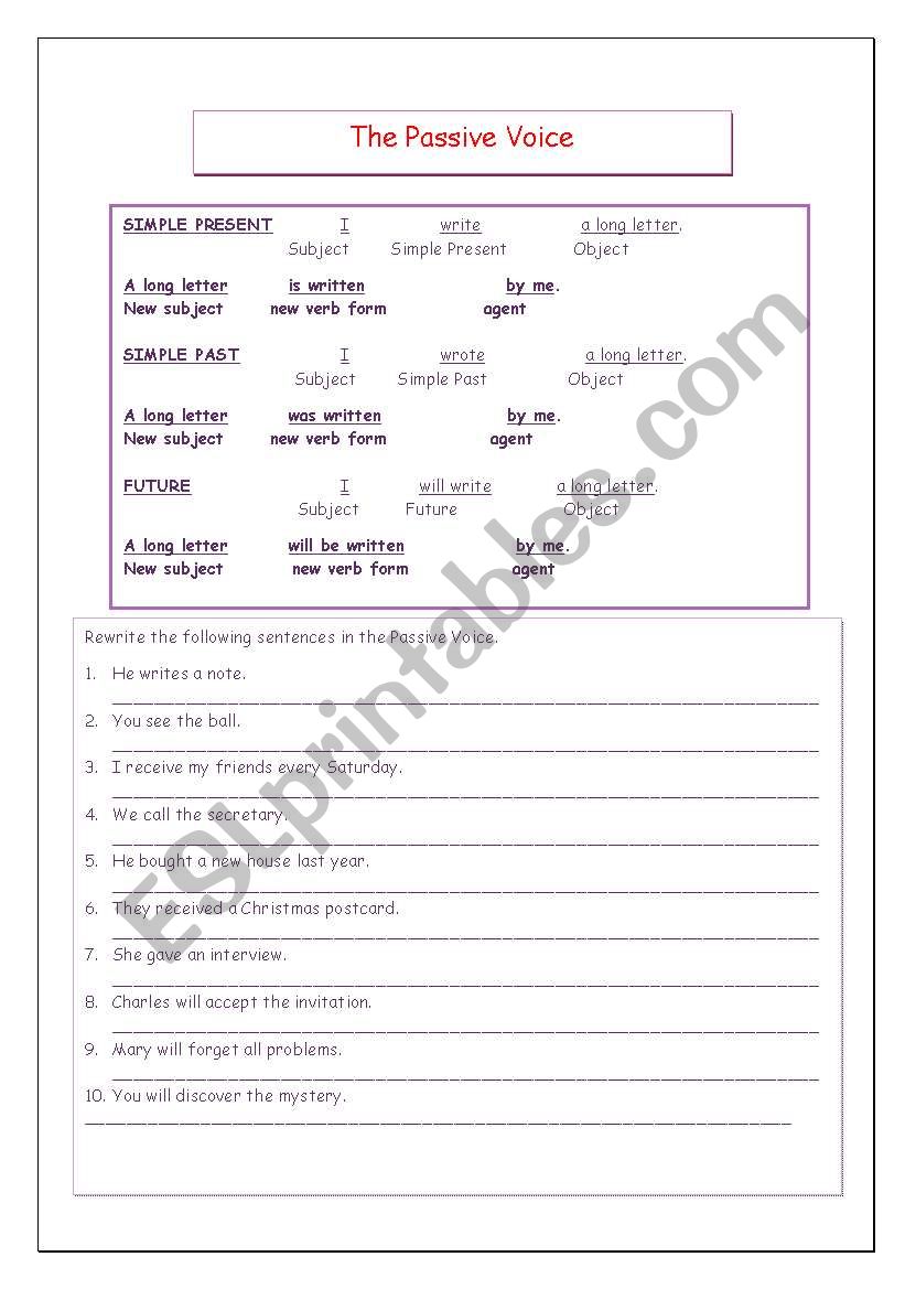 Passive Voice worksheet