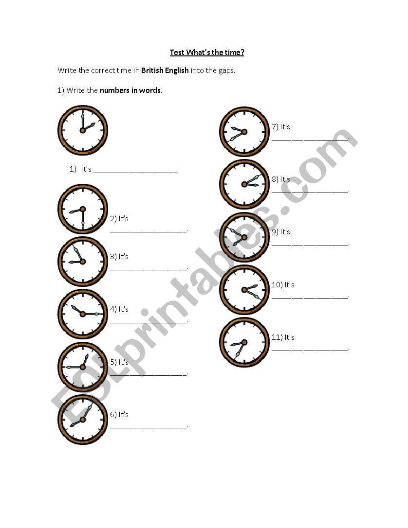 Whats the time? worksheet