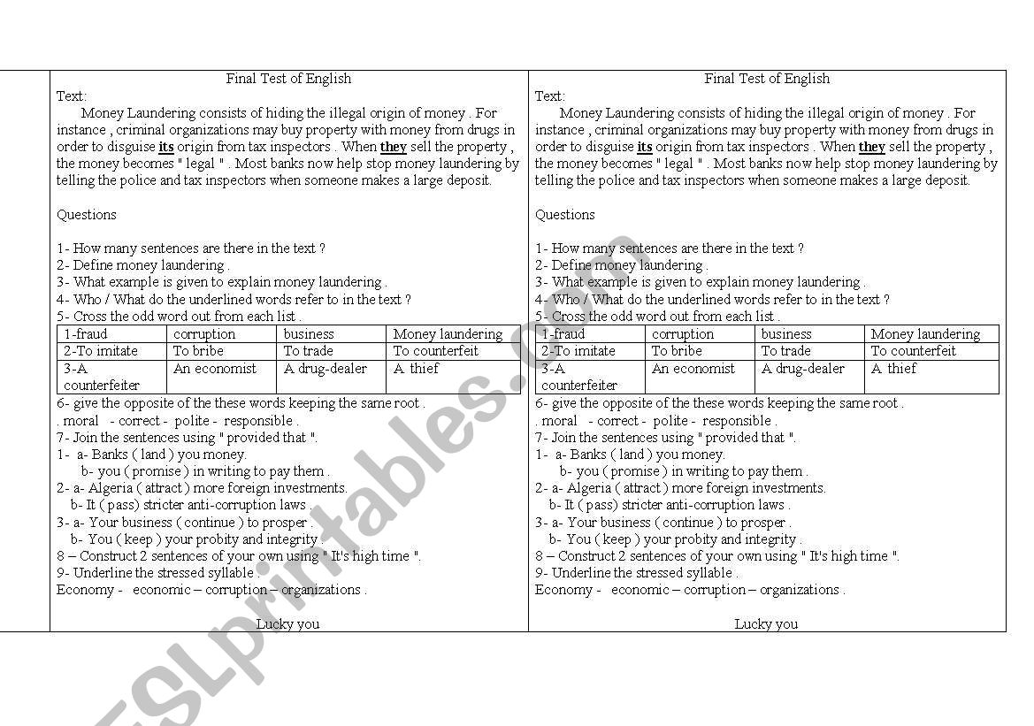 get ready for the bac worksheet