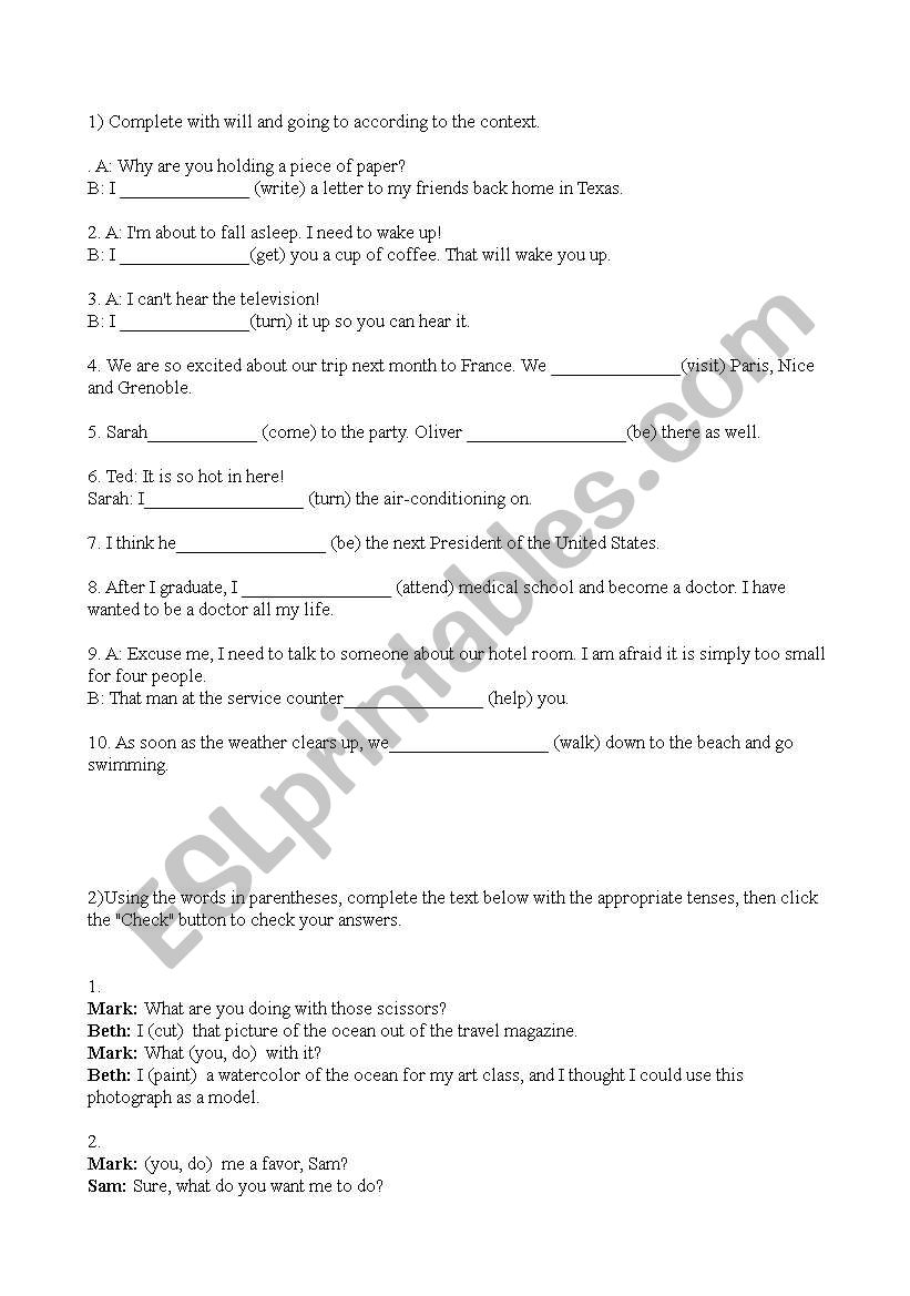 Tenses worksheet