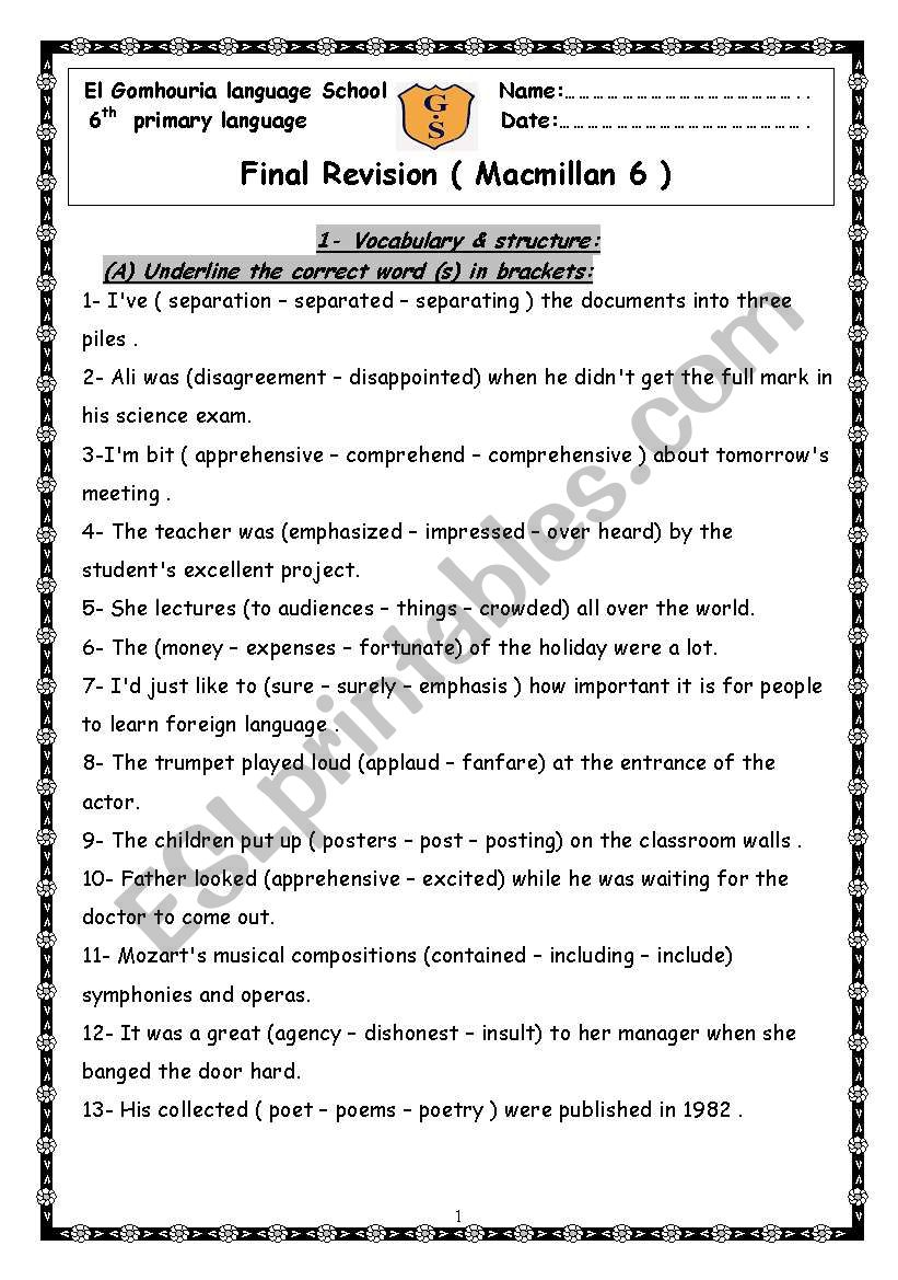 final revision primary 6 ( macmillan )