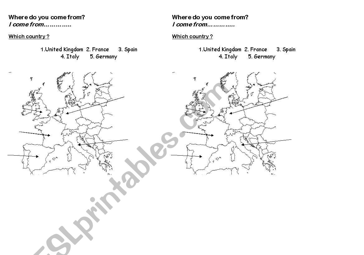 Where do you come from? worksheet