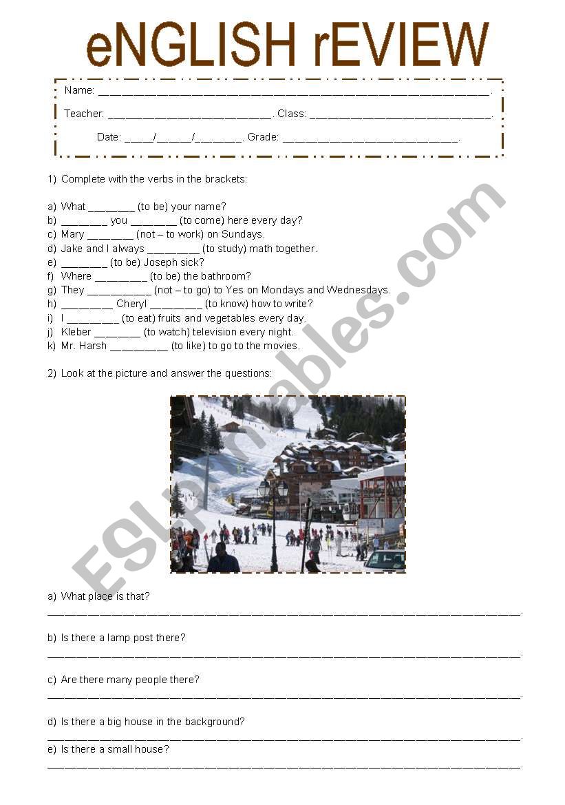 Review for basic level worksheet