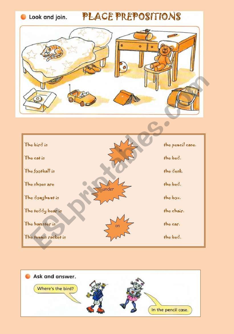 PLACE PREPOSITIONS worksheet