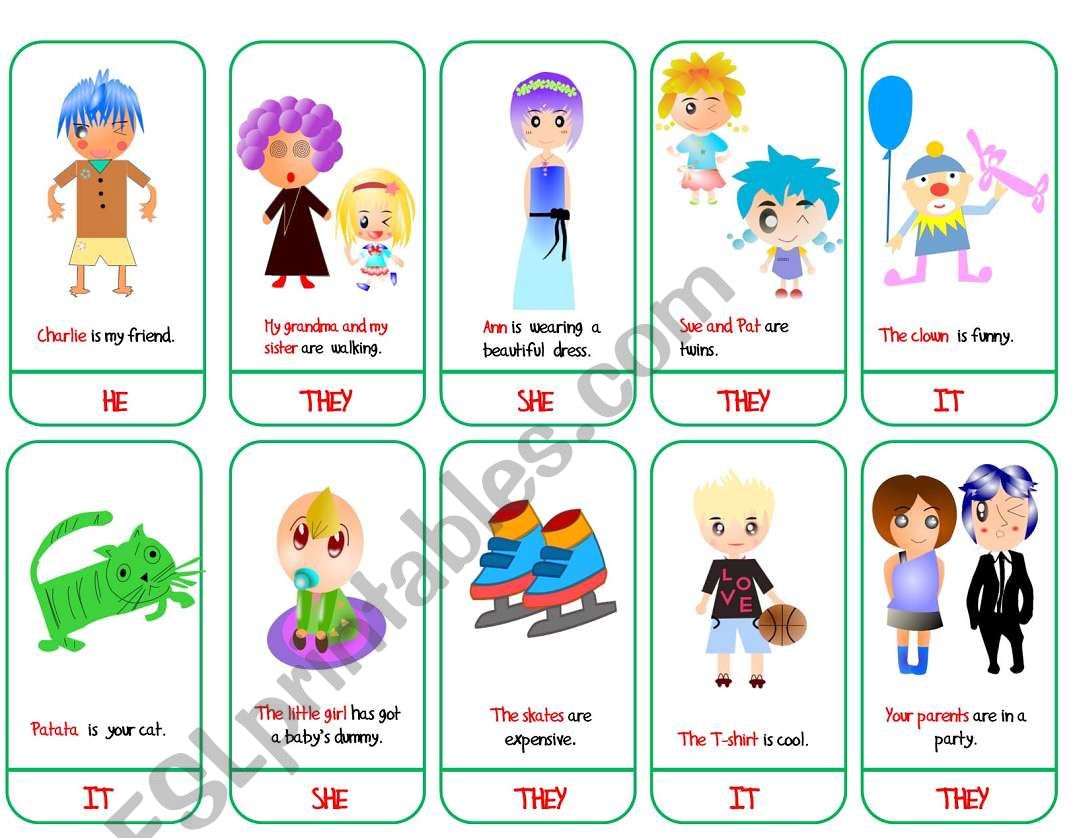 SUBJECT PRONOUNS- GAME worksheet