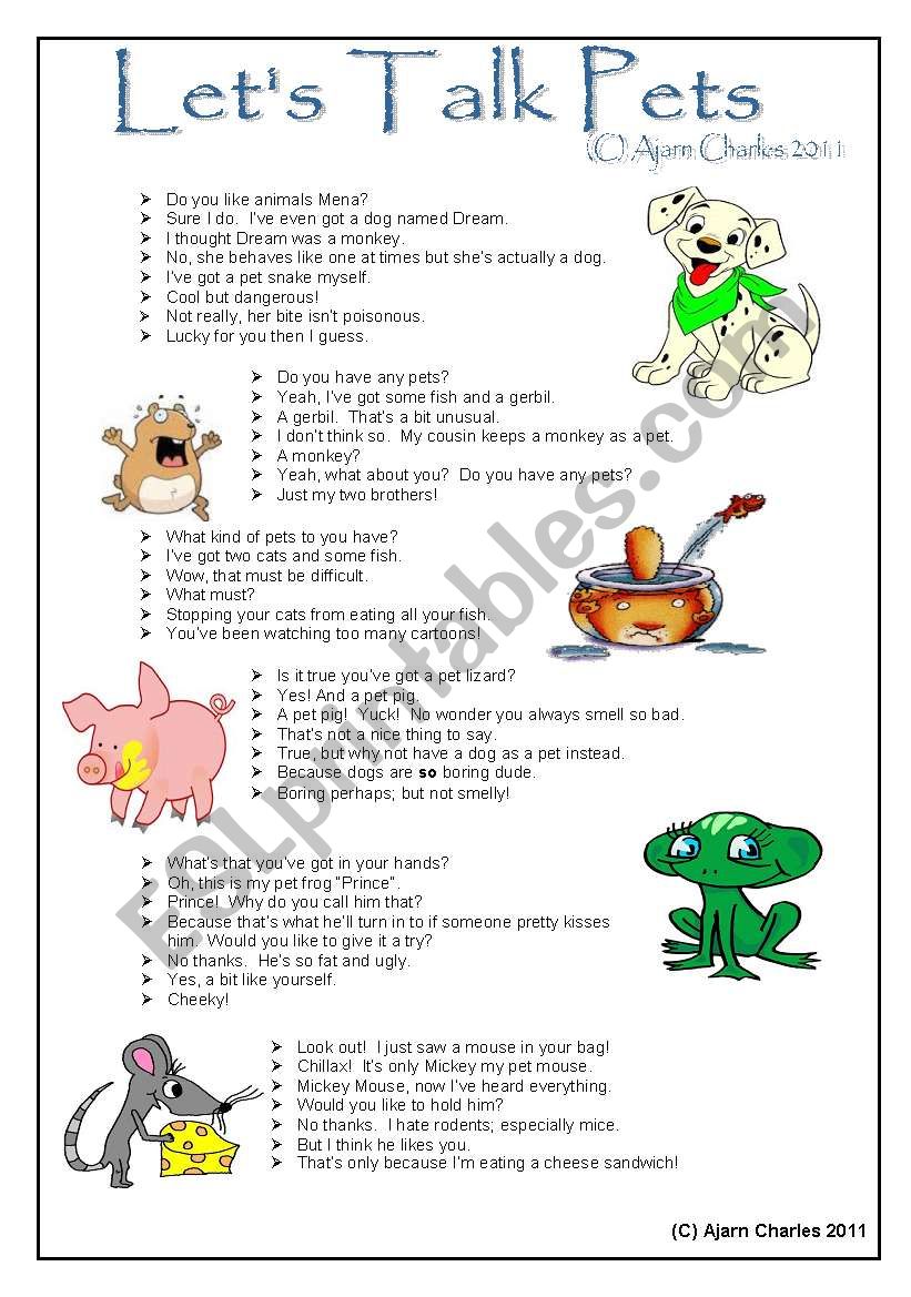 Lets Talk Pets worksheet