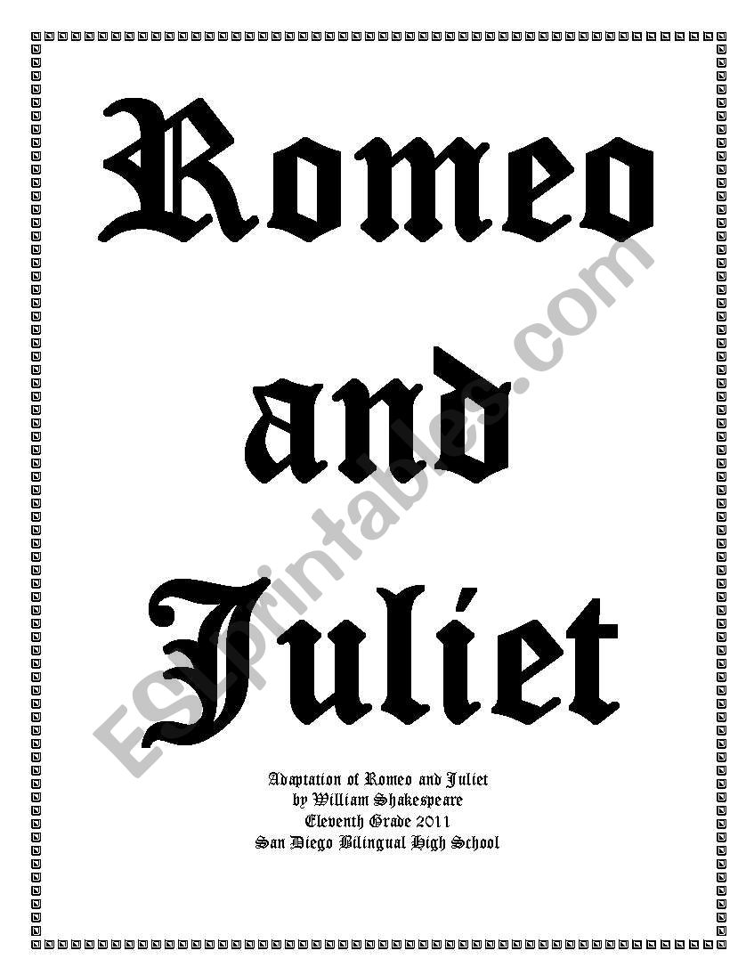 Romeo & Juliet Role Play worksheet