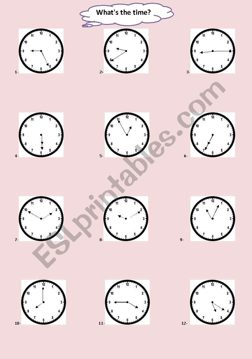 Telling Time worksheet