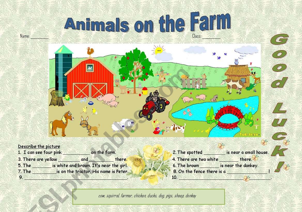 Animals on the farm worksheet