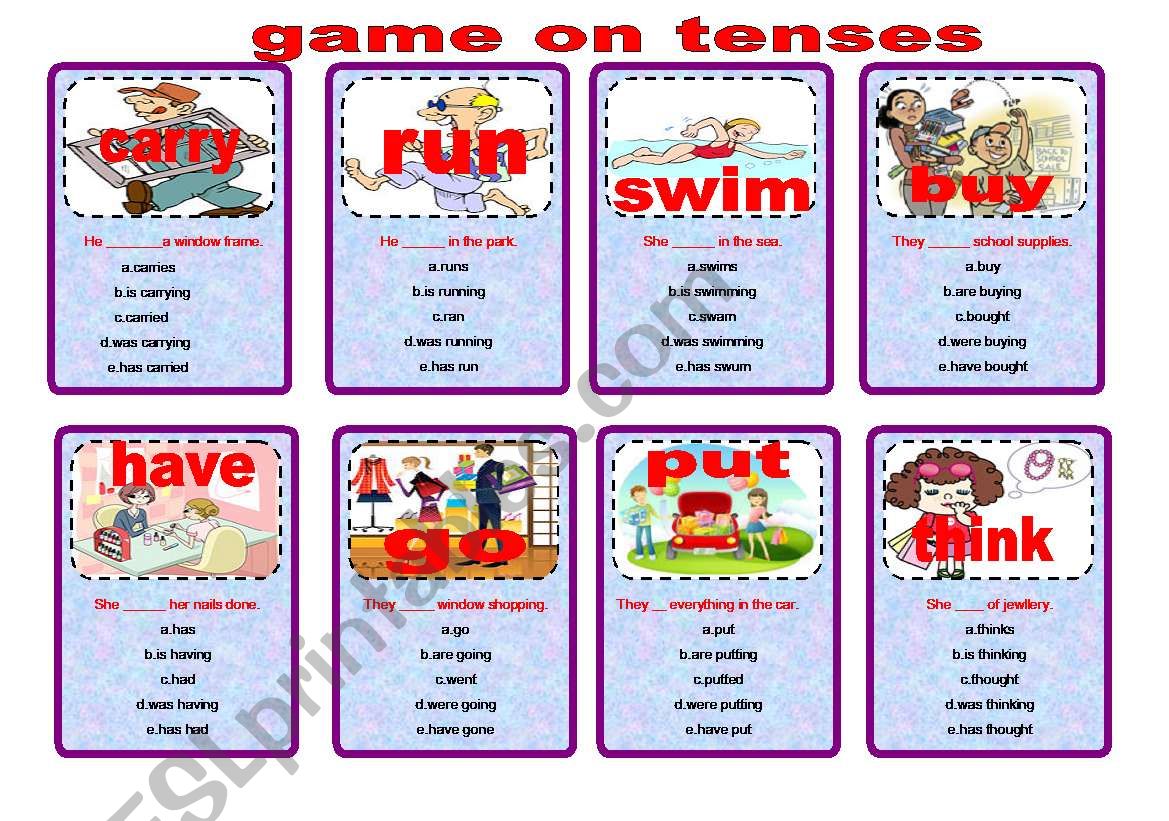 game on tenses worksheet