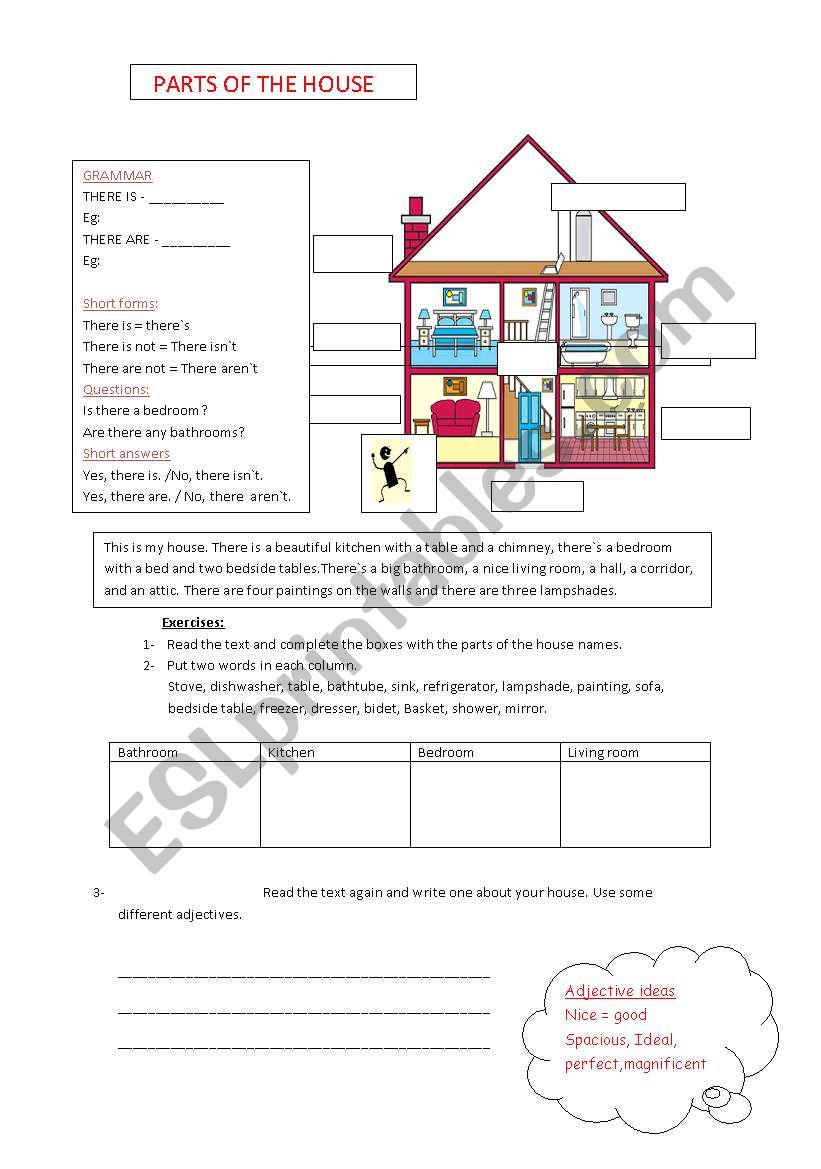 Parts of the house e There is worksheet