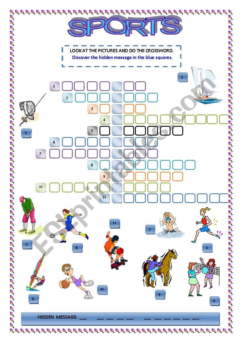 SPORTS CROSSWORD, with hidden message