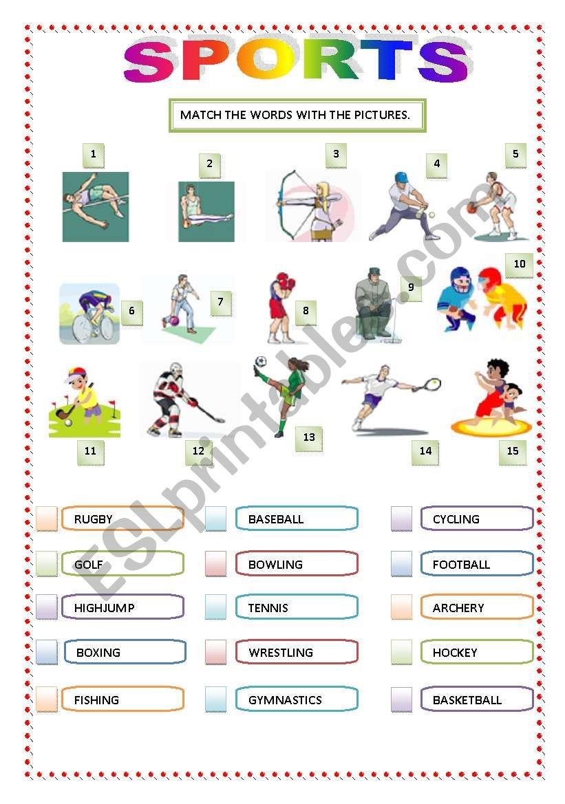 SPORTS MATCHING worksheet