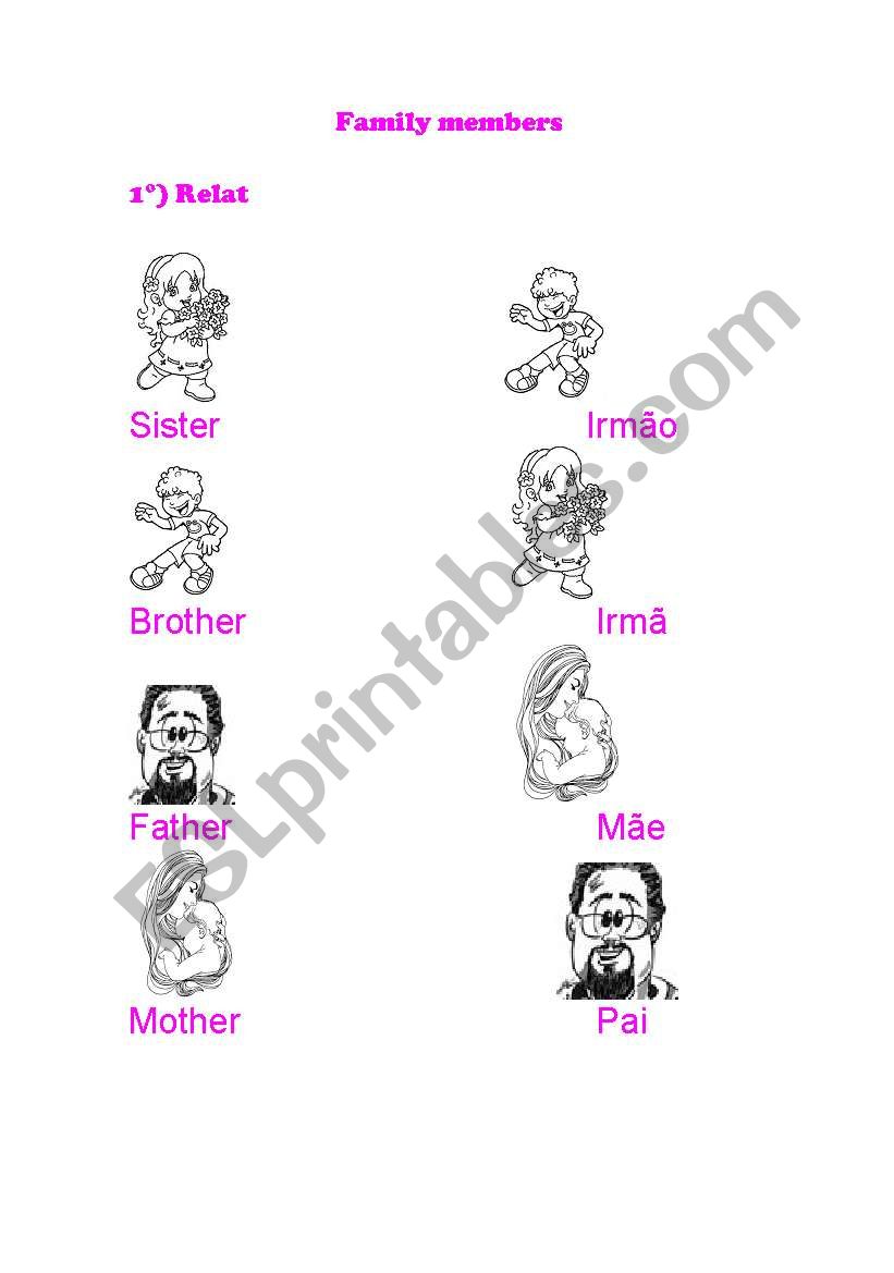 Family members worksheet
