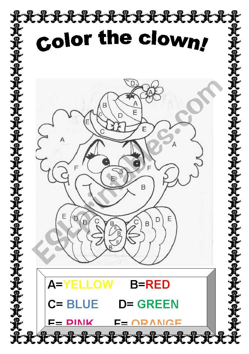 Color the clown worksheet