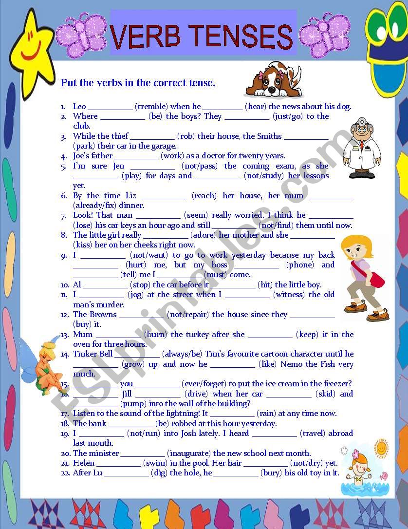 verb tenses  worksheet