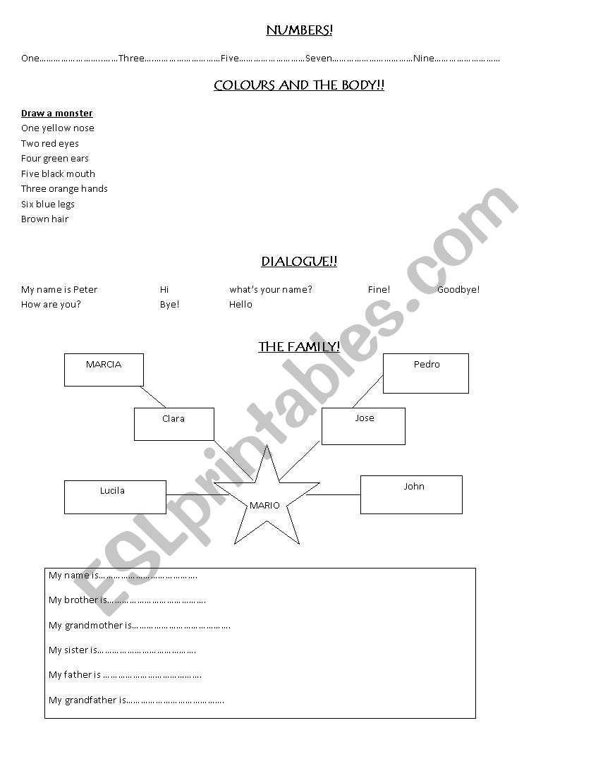 Numbers worksheet