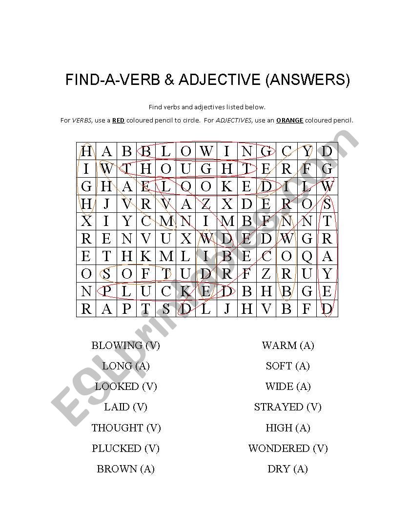 Find-A-Word (Verbs & Adjectives)