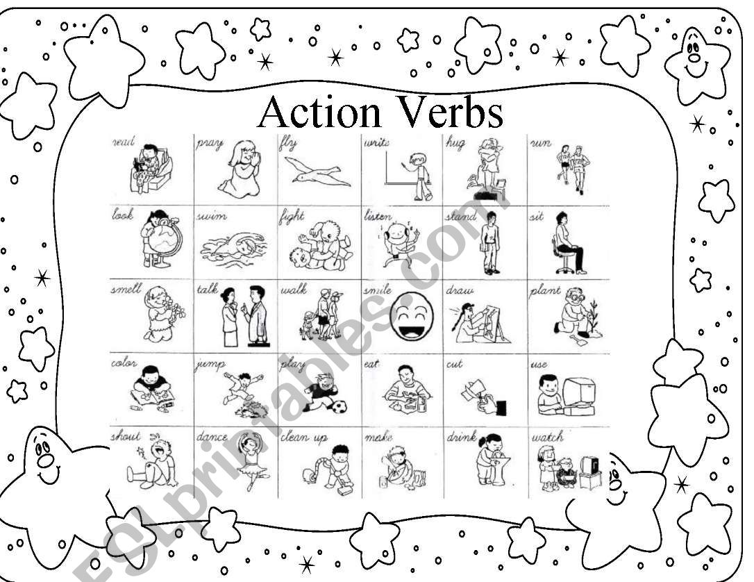Coloring Action Verbs For Kids Lyudmilasad