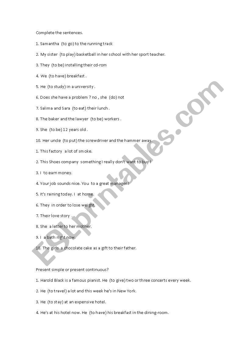 ejercicios worksheet